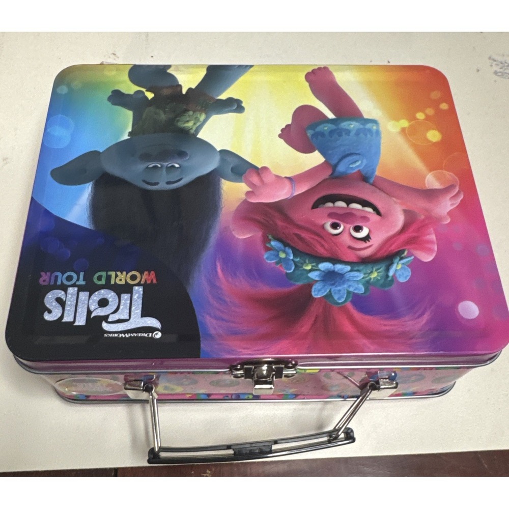 Collectible New Condition DREAMWORKS Trolls World Tour Tin Lunchbox - Picture 5 of 5